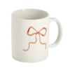 Mug porcelaine 33cl blanc motif noeud rouge Ø8xH9,5cm