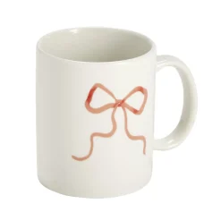 Mug porcelaine 33cl blanc motif noeud rouge Ø8xH9,5cm
