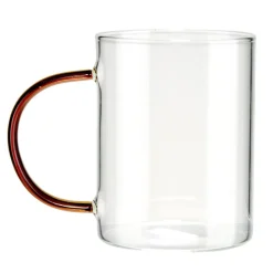 Mug verre transparent avec anse ambre 300ml Ø7xH9cm < Gifi Clearance