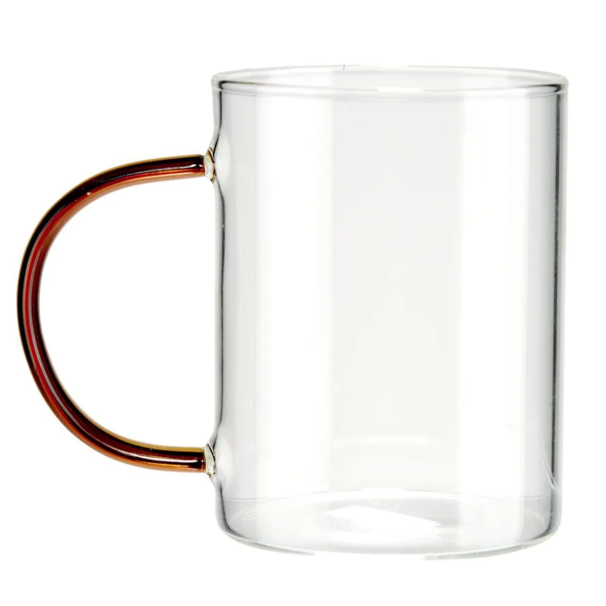 Mug verre transparent avec anse ambre 300ml Ø7xH9cm < Gifi Clearance
