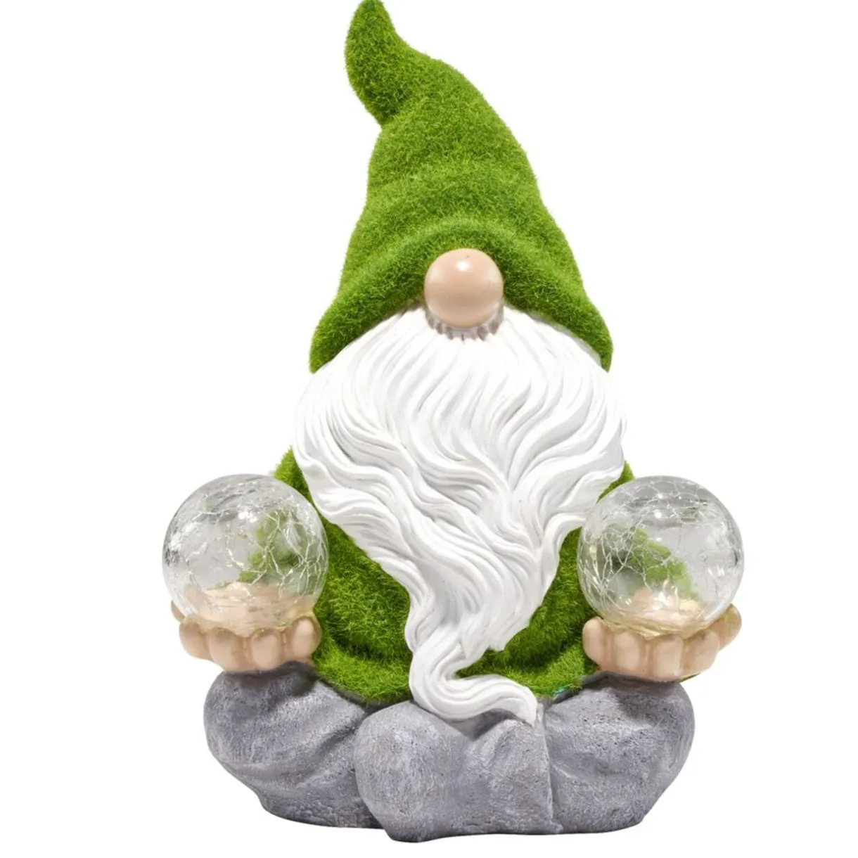 Nain de jardin avec boule solaire x2 blanc et vert H31cm < Gifi Outlet