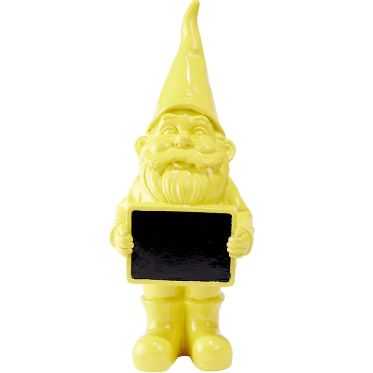 Nain de jardin avec pancarte craie uni jaune H30cm < Gifi