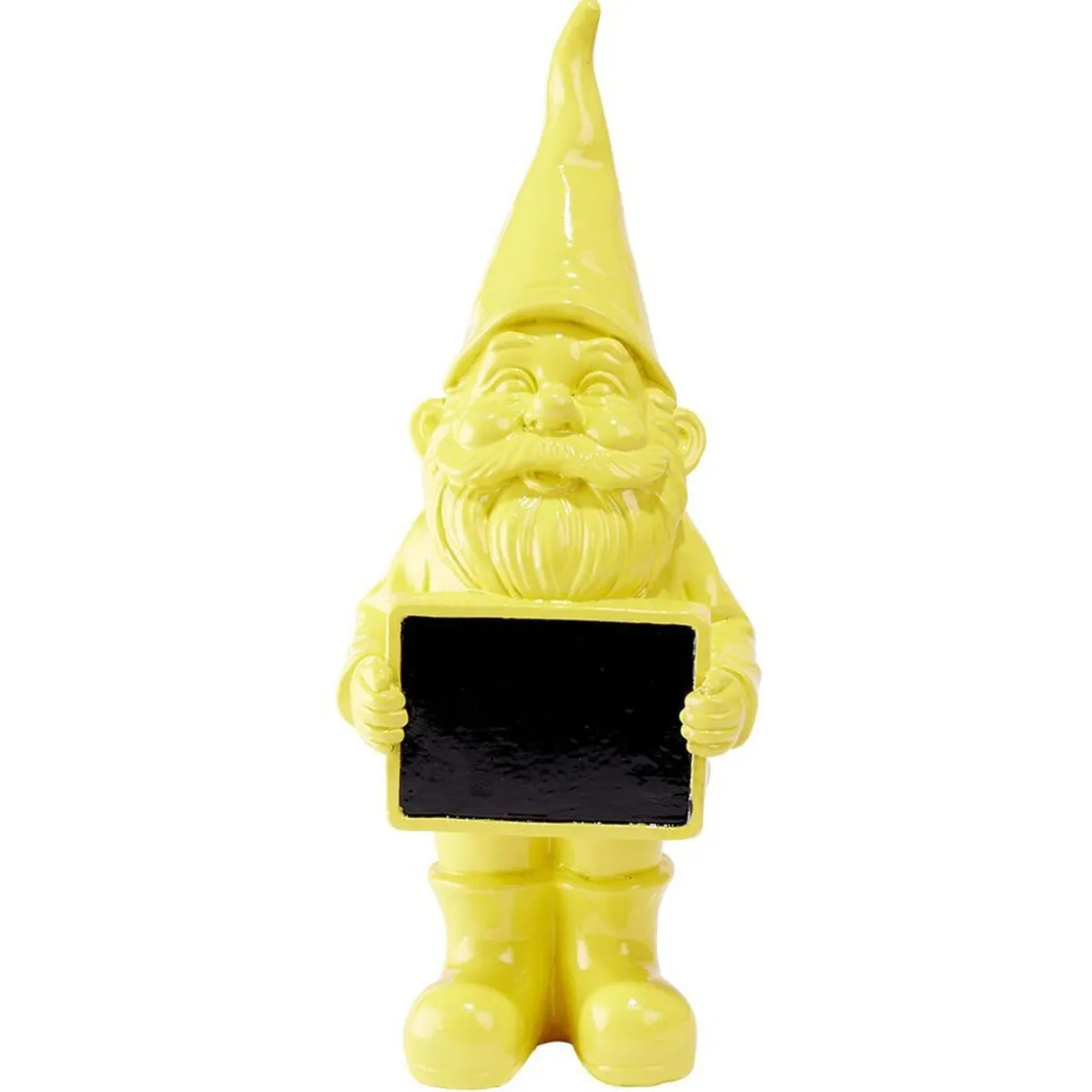 Nain de jardin avec pancarte craie uni jaune H30cm < Gifi