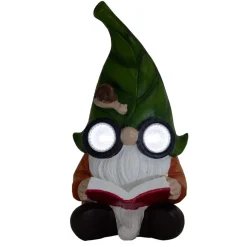 Nain de jardin gnome avec yeux lumineux 10,5x9,5xH20cm < Gifi Hot