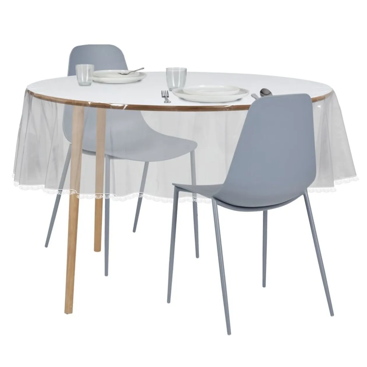 Nappe cristal carrée transparente motif dentelle 160x160cm