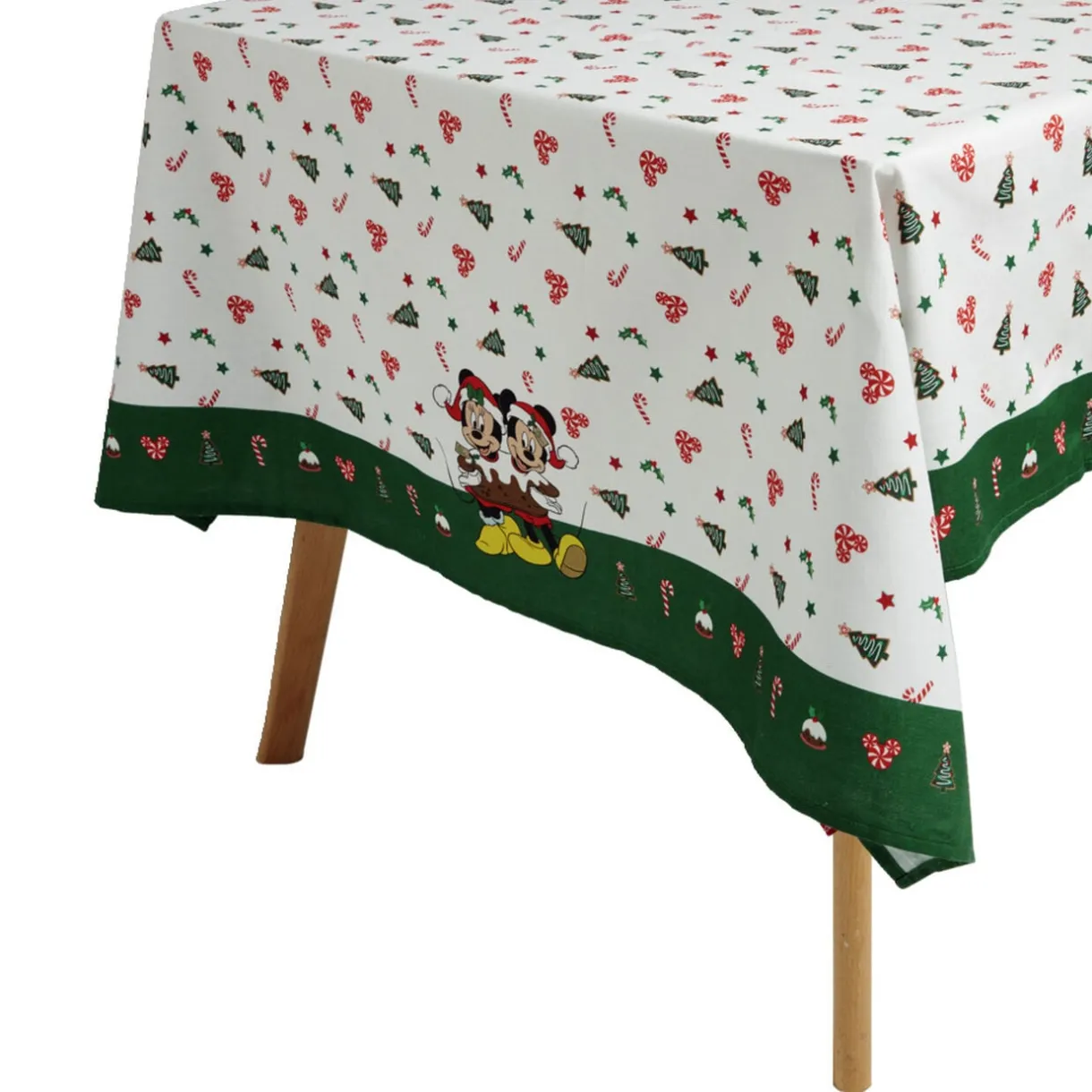 Nappe de Noël Disney Mickey et Minnie blanc et vert 140x250cm < Gifi Discount