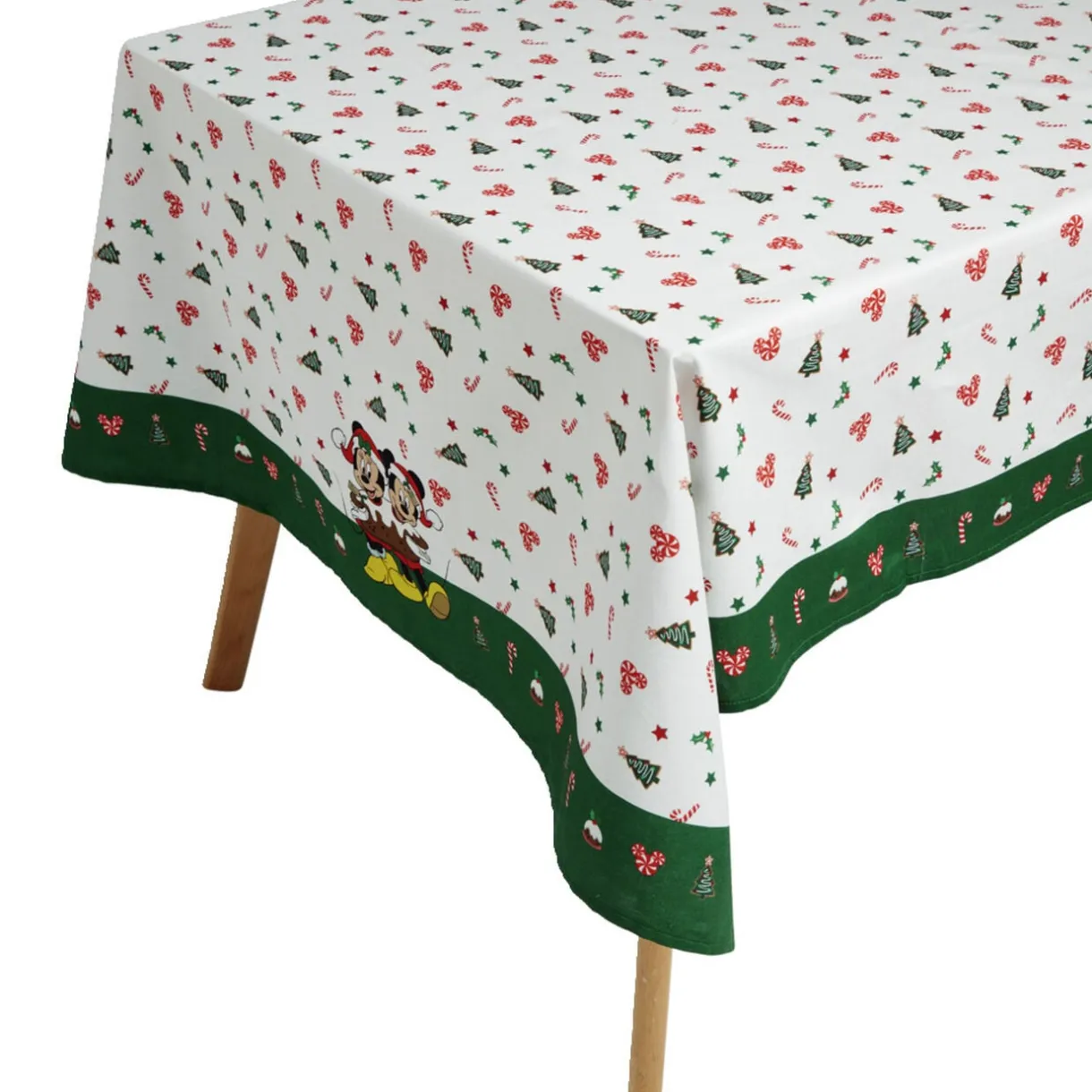 Nappe de Noël Disney Mickey et Minnie blanc et vert 140x250cm < Gifi Discount