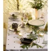 Nappe en faux lin imprimé sapin de Noël L300X140 cm blanc et vert