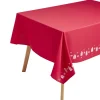 Nappe en tissu rouge motifs étoilee et sapins 140x300cm < Gifi Discount