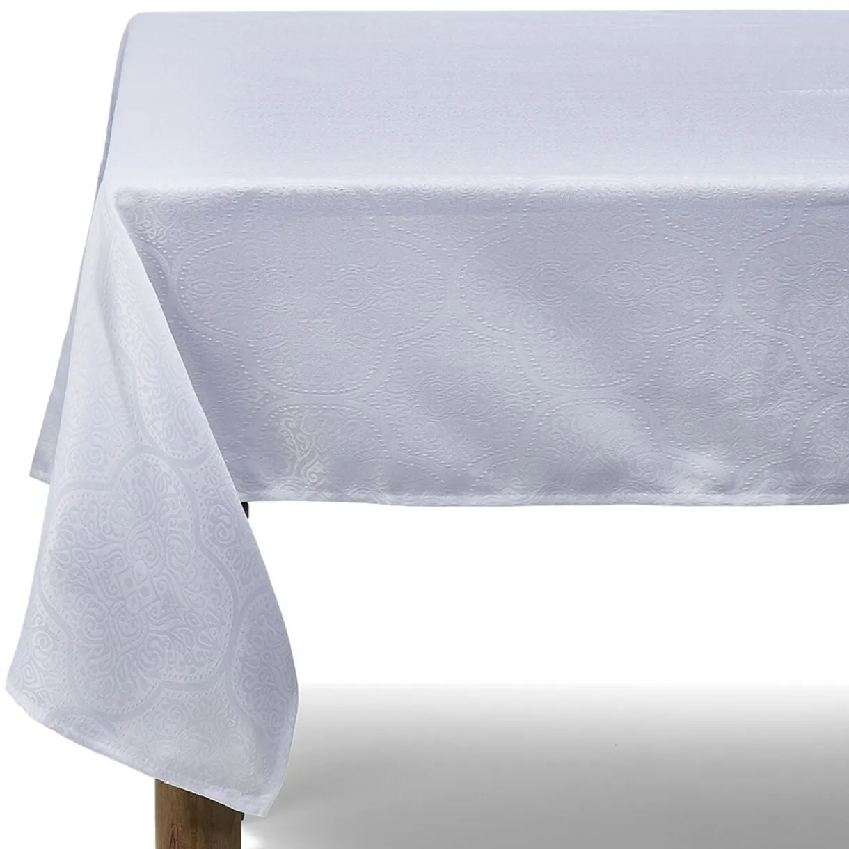 Nappe jacquard blanche motif arabesque L 250 cm < Gifi Sale