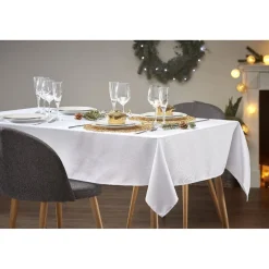 Nappe jacquard blanche motif arabesque L 250 cm < Gifi Sale