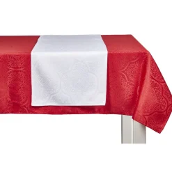 Nappe jacquard rouge motif arabesque L 250 cm