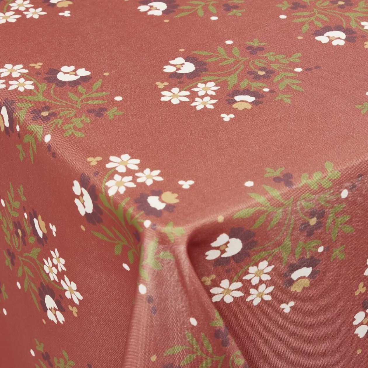 Nappe rectangulaire polyester motif floral orange 150x250cm