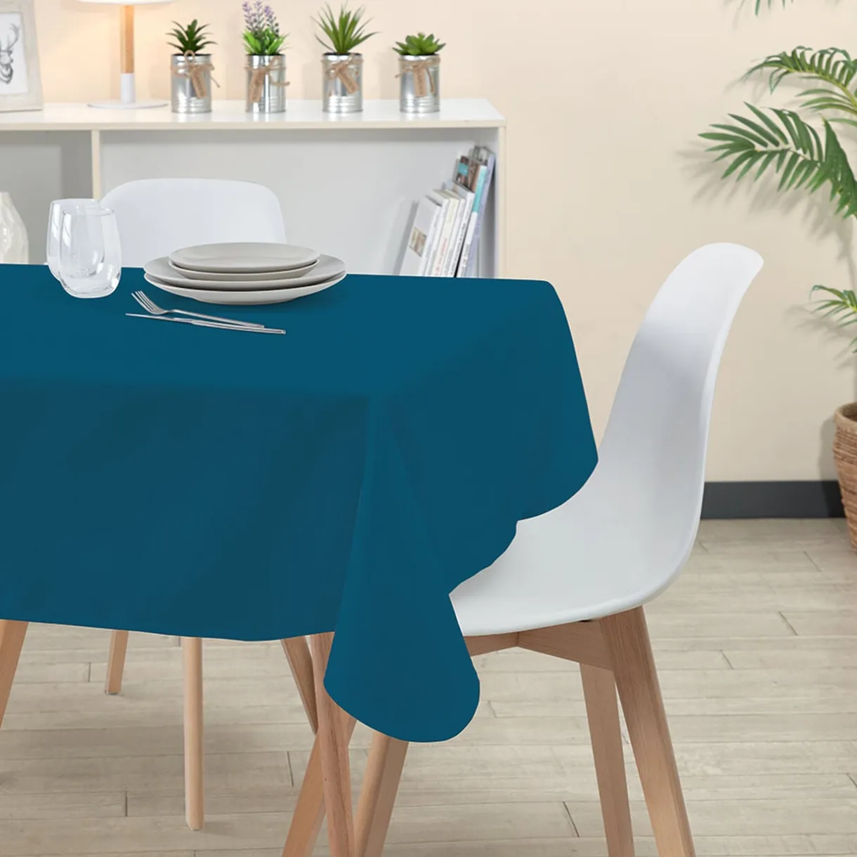 Nappe rectangulaire polyester anti tâche uni bleu < Gifi Clearance
