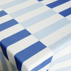 Nappe rectangulaire polyester bayadère carreaux bleus et blancs 150x250cm