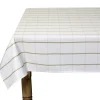 Nappe rectangulaire polyester blanche liseré kaki 150x250cm