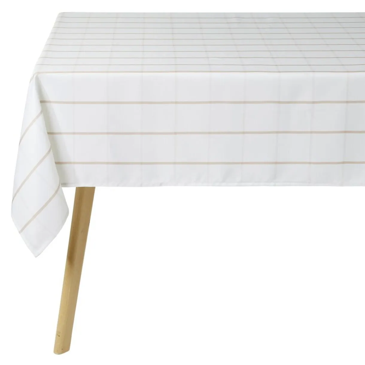 Nappe rectangulaire polyester blanche liseré taupe 150x250cm < Gifi Discount