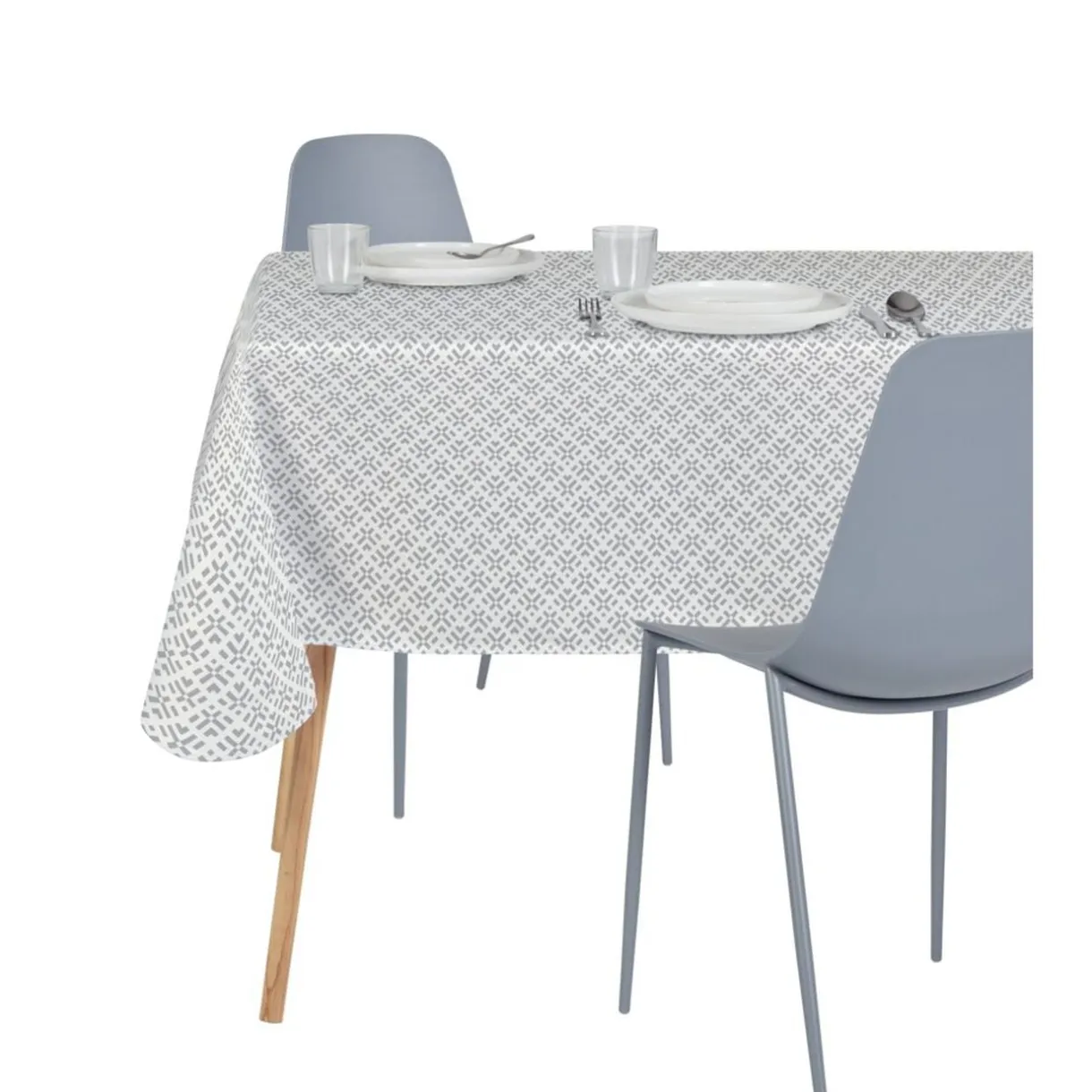 Nappe rectangulaire tissu Dakar carreaux de ciment gris 140x250cm < Gifi Outlet
