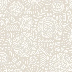 Nappe rectangulaire tissu Dakar motif ethnique beige et blanc 140x250cm < Gifi Hot
