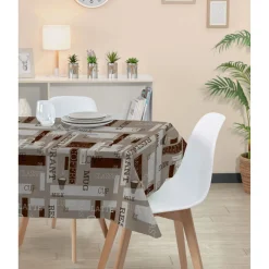 Nappe rectangulaire toile cirée motif café