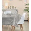 Nappe rectangulaire toile cirée blanc taupe design graphique