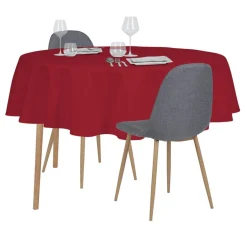 Nappe ronde tissu imperméable rouge Ø160cm