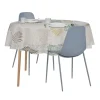 Nappe ronde tissu motif patchwork feuillage beige et blanc Ø160cm < Gifi New