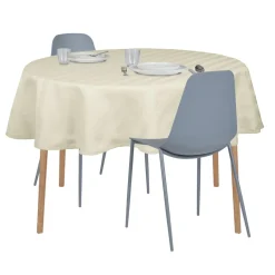 Nappe ronde tissu texturée ton sur ton unie beige Ø140cm < Gifi Hot