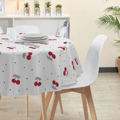 Nappe toile cirée ronde motif cerise < Gifi Outlet