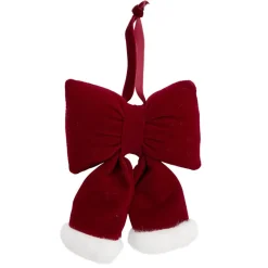 Noeud décoratif Noël à suspendre velours rembourré rouge et blanc 11x2xH15cm < Gifi Outlet