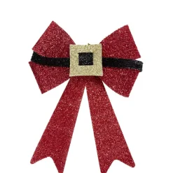 Noeud décoratif Noël traditionnel plastique paillettes 9x5xH9cm (2modèles)