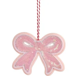 Noeud de Noël à sequins à suspendre H9cm (3 modèles)
