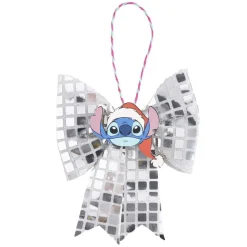 Noeud de Noël Stitch mini finition sequin à suspendre 13cm (2 modèles blanc ou rose)