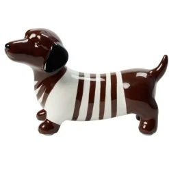 Objet déco chien teckel en dolomite marron 23,5xH14cm < Gifi Discount