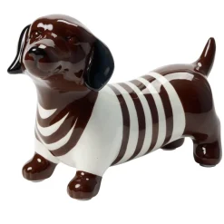 Objet déco chien teckel en dolomite marron 23,5xH14cm < Gifi Discount