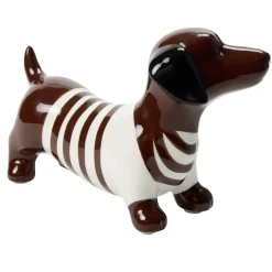 Objet déco chien teckel en dolomite marron 23,5xH14cm < Gifi Discount