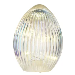 oeuf décoratif lumineux à LED en verre Ø7,5xH10cm (4 modèles)