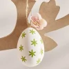 oeuf de Pâques à suspendre x6 plastique décoré vert et blanc Ø4xH6cm