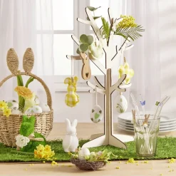 oeuf de Pâques à suspendre x6 plastique décoré vert et blanc Ø4xH6cm