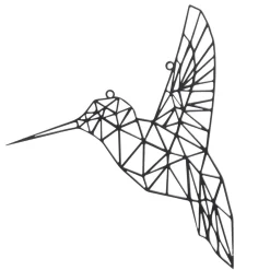 Oiseau design origami à suspendre métal ajouré noir L25xH22cm