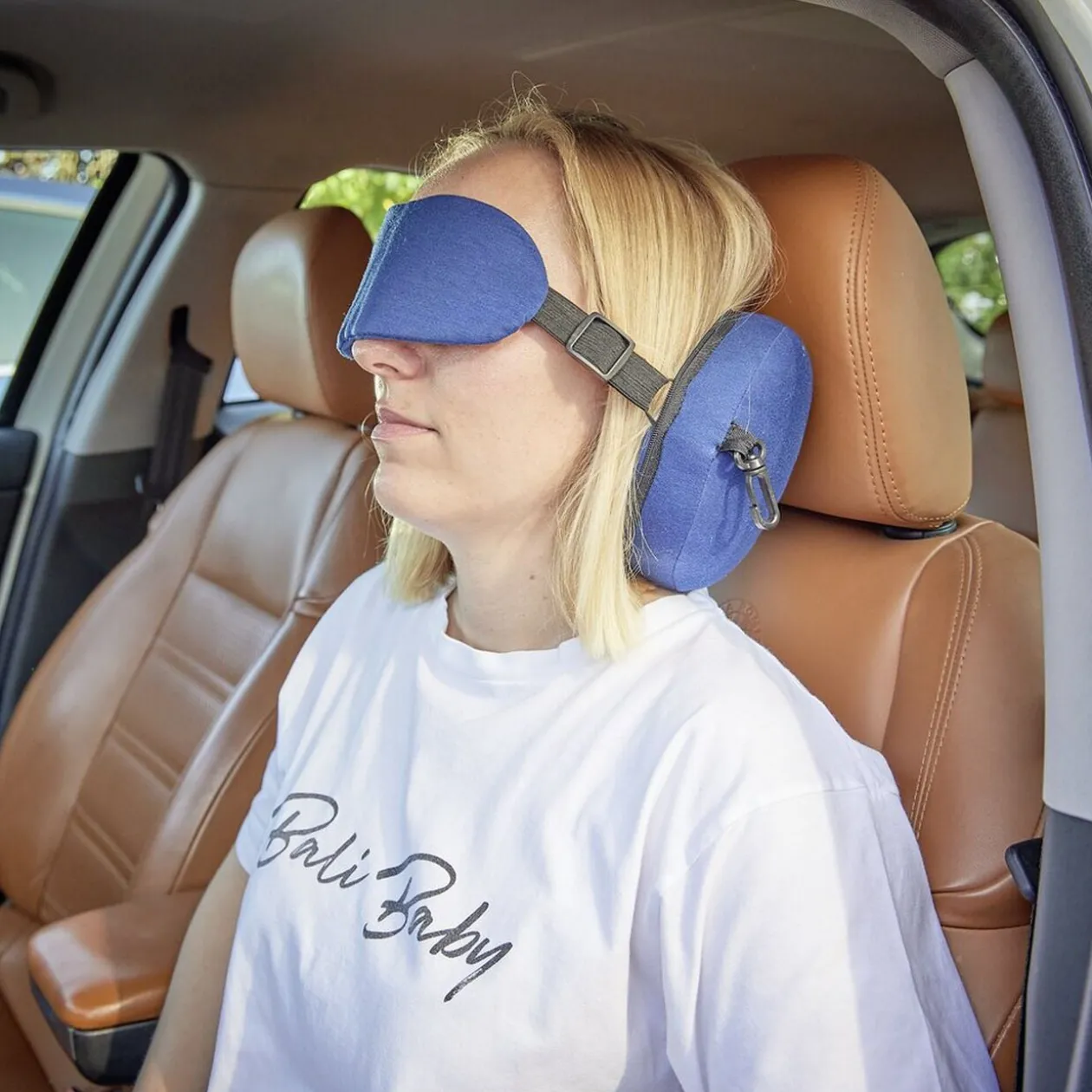 Oreiller de voyage 2 en 1 masque pour les yeux polyester - 3 coloris