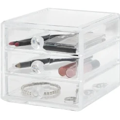 Organisateur à maquillage 3 tiroirs transparent