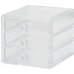Organisateur à maquillage 3 tiroirs transparent