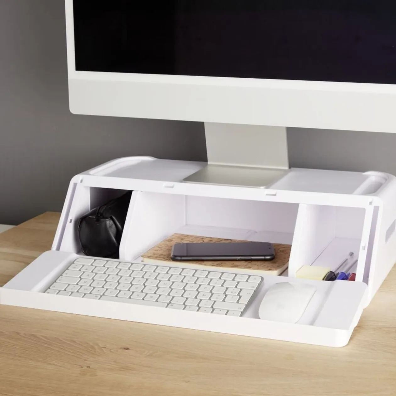 Organiseur de bureau 48x30x13cm polystyrène blanc