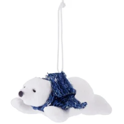 Ours blanc avec écharpe à suspendre 9x7xH5cm