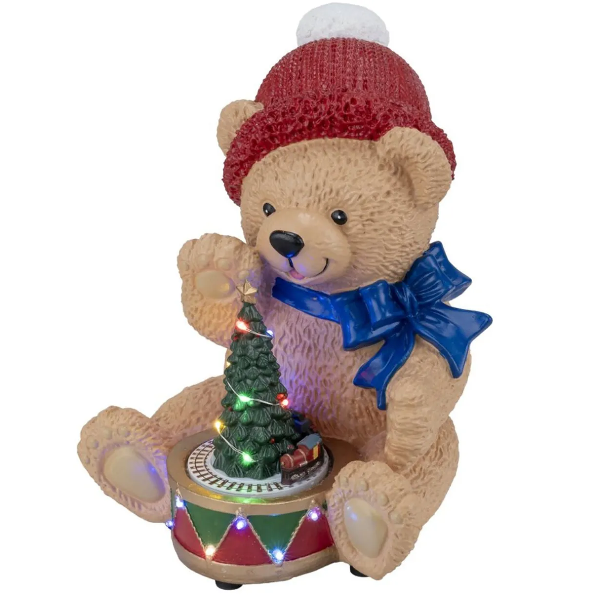 Ours de Noël animé LED scène tambour résine 20x21xH28cm < Gifi Online