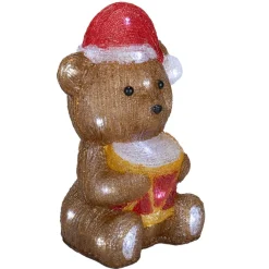 Ours de Noël avec tambour lumineux 25LED acrylique marron H30cm