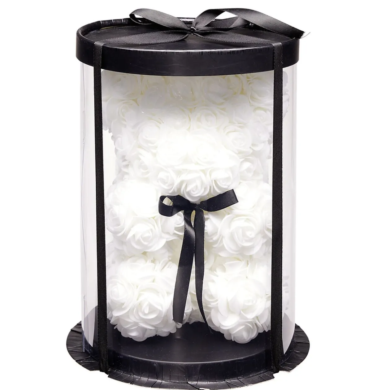Ourson bouton de rose blanc 15x16xH23cm