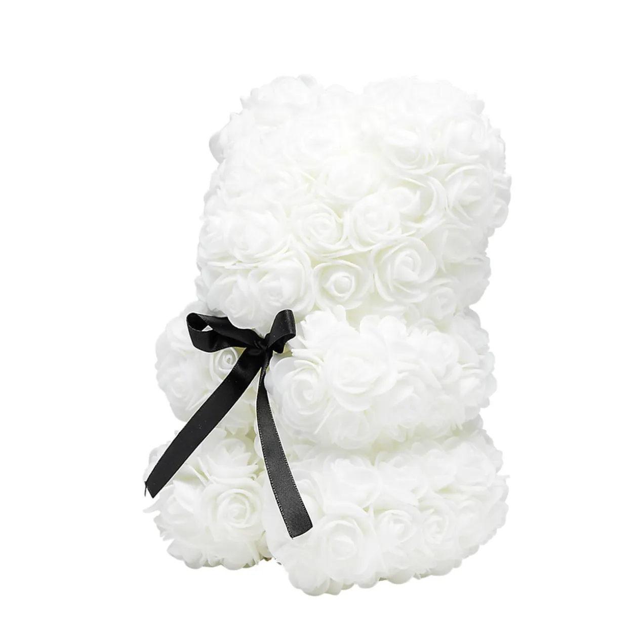 Ourson bouton de rose blanc 15x16xH23cm
