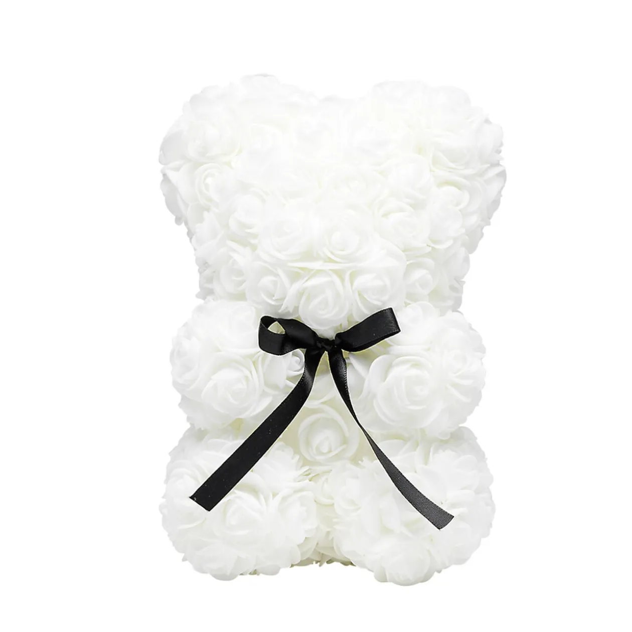 Ourson bouton de rose blanc 15x16xH23cm